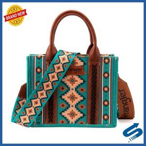Boho Tote Bag Structured Shoulder Purse with Aztec Print and Guitar Strap